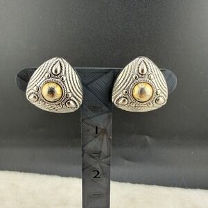 Vintage Clip On‎ Earrings Silver Tone Signed GSD